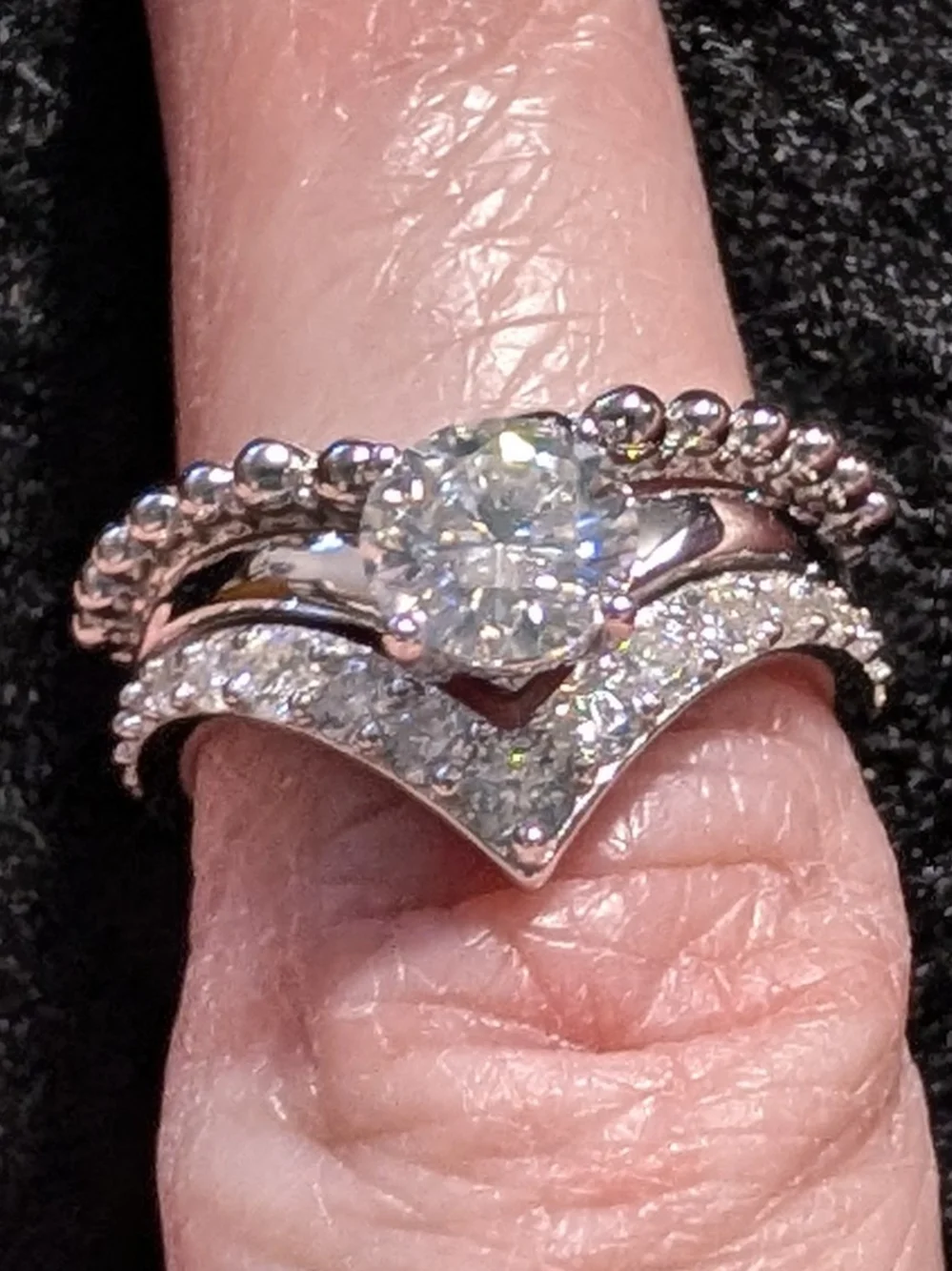 3-Piece Moissanite Ring, 1.26ctw diamond equivalent weight